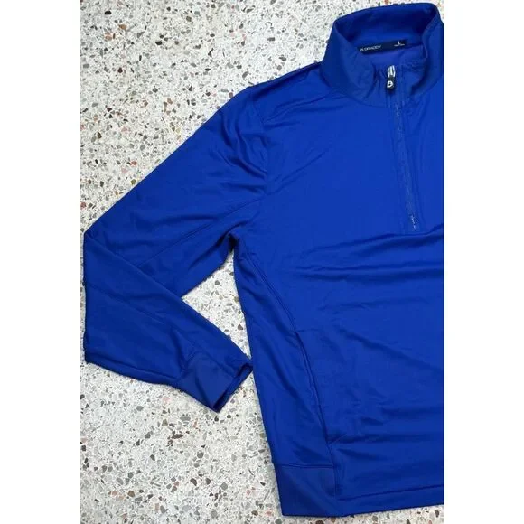 B. Draddy Men's Embroidered Logo‎ Blue 1/4 Zip Pullover Size Large